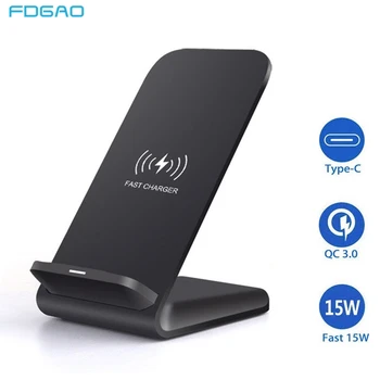 

FDGAO 15W Quick Qi Wireless Charger For iPhone 11 Pro X XS XR 8 Samsung S9 S10 S20 Xiaomi Mi 10 USB C QC 3.0 Fast Charging Stand