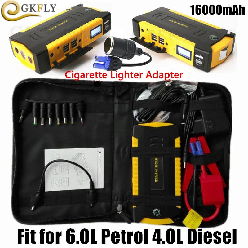 

2019 High Power Car Jump Starter Emergency Battery Booster Auti-charging Portable Power Bank 12V 600A 16000mAh Starting Device