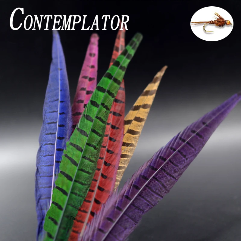 

6optional colors fly tying pheasant tails 10pcs/set 35cm length soft breathable ringneck tail feathers nymph tails&legs&bodies