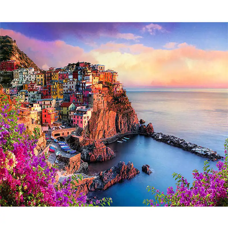 RSB8299 Painting By Numbers Frameworks Coloring By Numbers Home Decor Pictures Landscape Beach Villa Decorations RSB8146 - Цвет: RSB8299