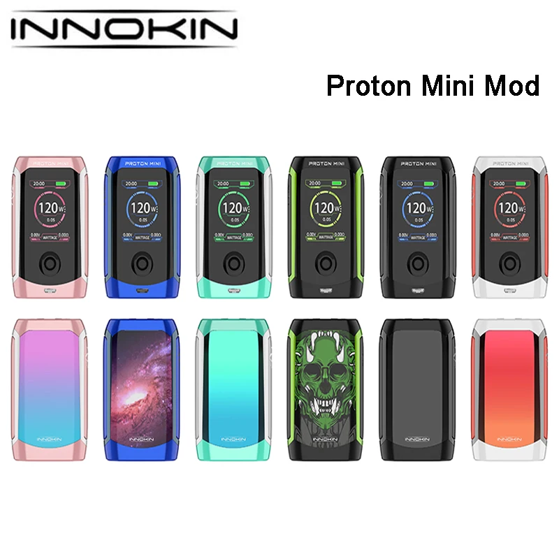 

Original Innokin Proton Mini Mod 120W Box Mod 3400mAh fit Ajax Sub Ohm Tank forProton Mini Ajax Kit TC Mod with TFT screen