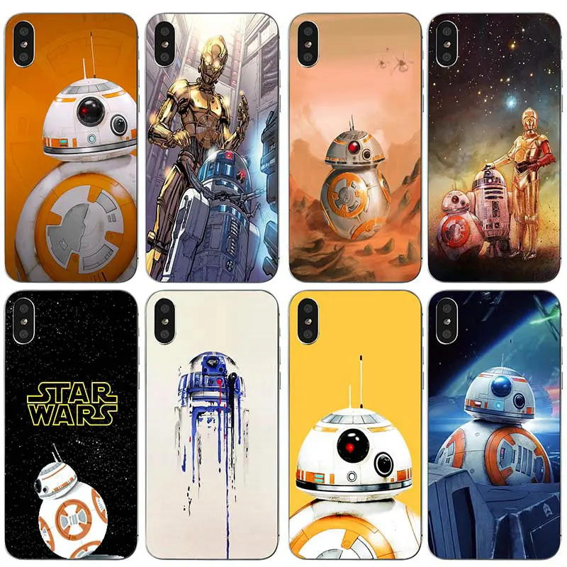 

Soft TPU Phone Case Cover Coque Funda for iphone 4 4s 5c 5s 5 SE 6 6s 7 8 plus X XR XS Max Shell Star Wars BB8 R2D2 Robot