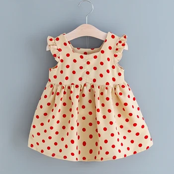 

Girl Dress Toddler Kids Baby Girls Polka Dot Clothes Blue Sleeveless Ruffles Casual Dresses 2020