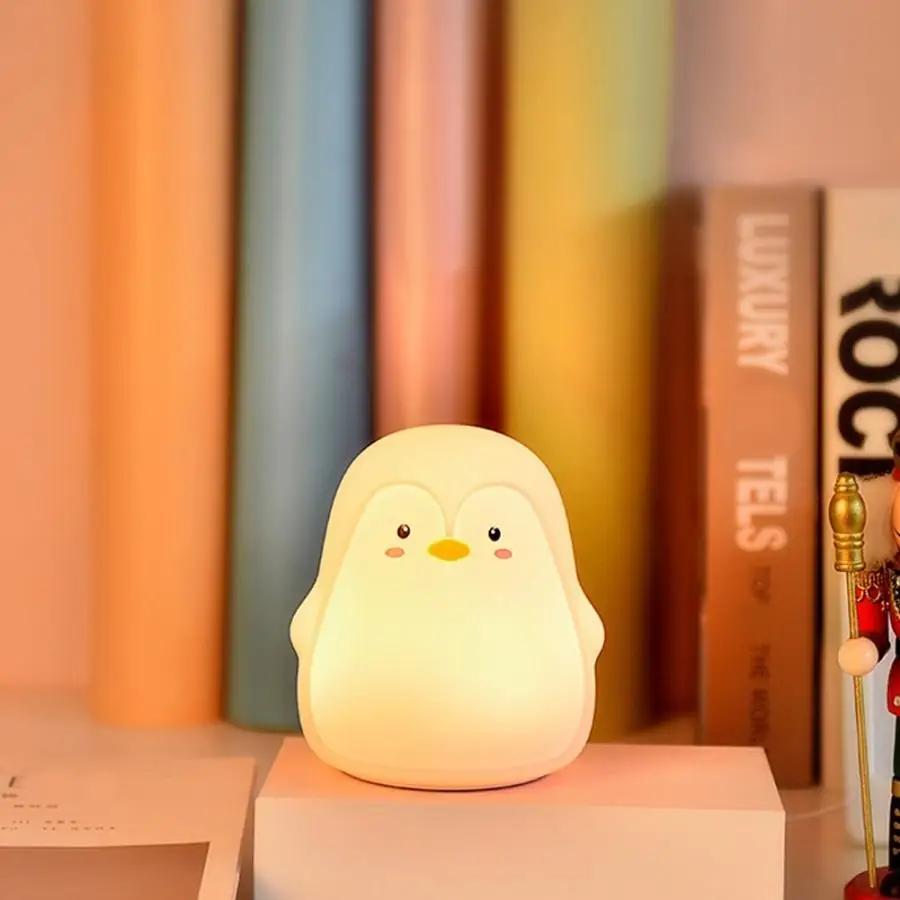 

LED USB Mini Night Light Color Changeable Cute Penguin Shape Silicone Night Lamp For Children Bedroom Bedside Christmas Gift