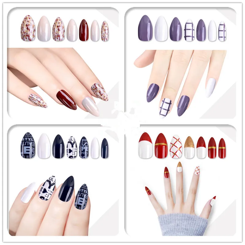 Tipos de Pontas de Unhas Pacote Unha Artificiais Ultrafinos Vara Manicure Conjunto Unhas Falsas Removíveis Stickerdecal 3 84pices 40 4 High Quality Beleza e saúde