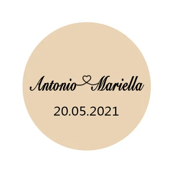 

100 pieces, 3-7CM, personalized customization, kraft paper wedding sticker, candy gift box label, lined heart, round