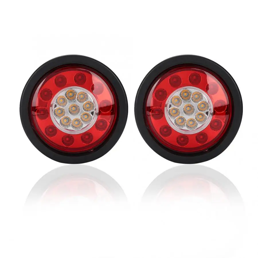 

2pcs DC 12V/24V Waterproof Super Bright Trailer Round 19 LED Taillight Dual Color Rear Tail Light Lamp