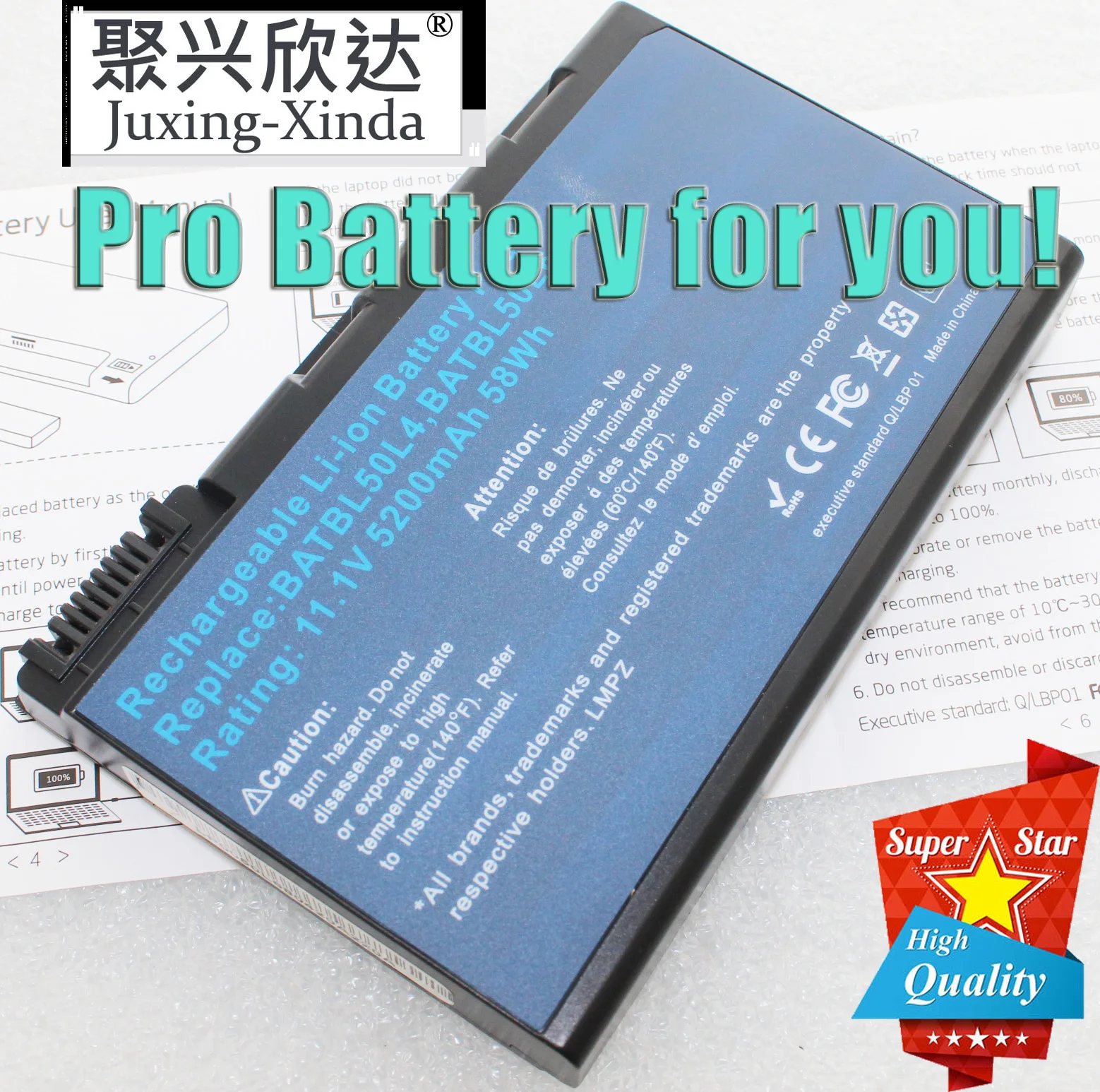 

Laptop Battery for Acer Travelmate BATCL50L BATCL50L6 2450 2490 4200 4230 4260 4280 5210 5510 BATBL50L4 BATBL50L6 BATBL50L8H PC
