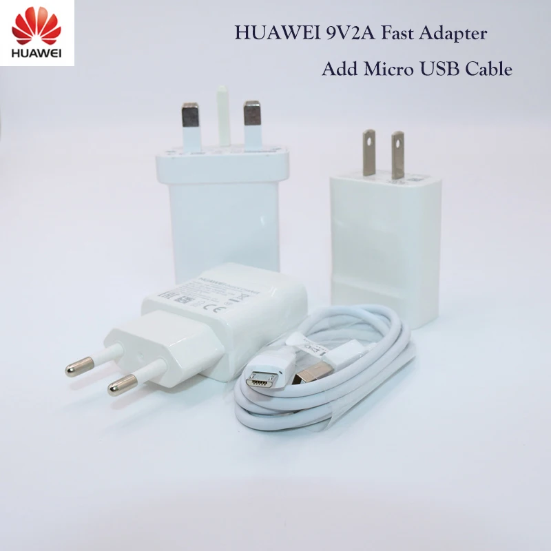 Оригинальное быстрое зарядное устройство Huawei 9В 2A EU US UK адаптер питания кабель micro