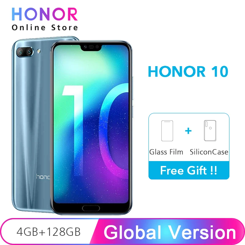 

Original Honor 10 Global Version 4GB 128GB NFC Kirin 970 Octa Core 5.84" Smartphone 24MP Dual Rear Camera Curved Glass