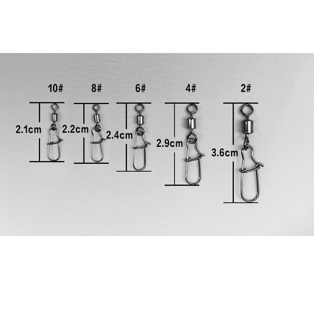 210Pcs Ball Bearing Rolling Swivel Fishing Connector Snap Pin Fishhook Lures