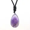 Natural Healing Crystal Quartz Stone Necklace Amethysts Lapis Lazuli Agates Tear Drop Tiger Stone Pendant Necklace Jewelry 1