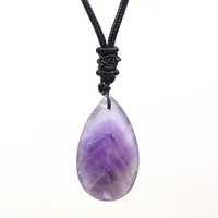 Natural Healing Crystal Quartz Stone Necklace Amethysts Lapis Lazuli Agates Tear Drop Tiger Stone Pendant Necklace Jewelry 1