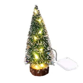 

Christmas Decorations Christmas Desktop Bauble Green Hoarfrost Side With Led Lights Pine Needles Dusting Mini Christmas Tree