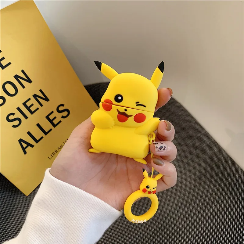 Для AirPods чехол 3D милый мультяшный чехол для наушников s для Apple Airpods 2 забавные аксессуары Защитная крышка с кольцом на палец - Цвет: 1