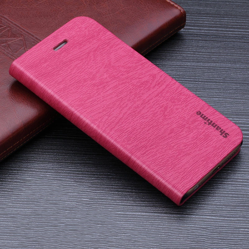 Wood grain PU Leather Case For Umi Super Flip Case For Umi Max Business Phone Bag Case Soft Silicone Back Cover - Цвет: Rose red