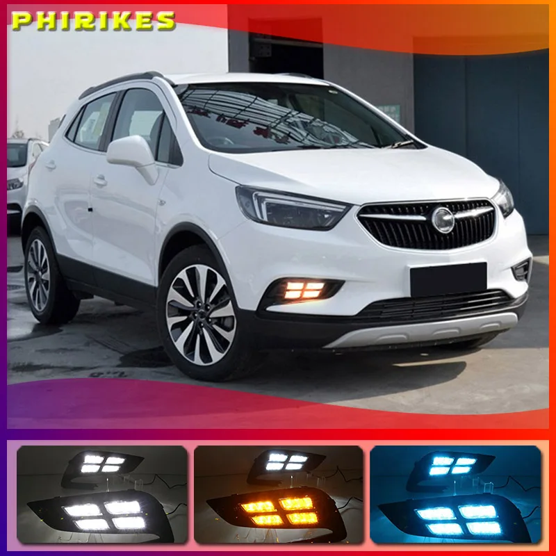 

Дневные ходовые огни для Buick Encore Opel mokka 2017 2018 светодиодный дневные ходовые огни, противотуманные огни желтого цвета, 1 пара