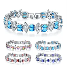Роскошный красочный браслет со льдом и кристаллом циркония, очаровательные женские ювелирные изделия, элегантные свадебные женские браслеты для подарка, 18 см