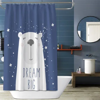 

Polar bear print shower curtain high quality cartoon polyester waterproof bathroom curtain sanitary partition curtain