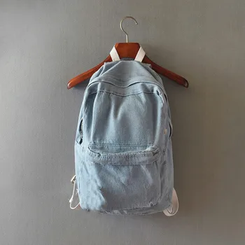 

2020 Women's New Fashion Solid Color Denim Backpack Casual Retro School Bag Wild Leisure Travel Backpack сумка женская