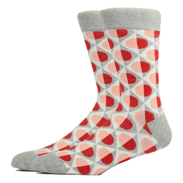 Fashion Man Socks Geometric Color Combed Cotton Autumn Winter Warm Breathble Couple Long Socks For Men Women Happy Wedding Gifts CN11019-1