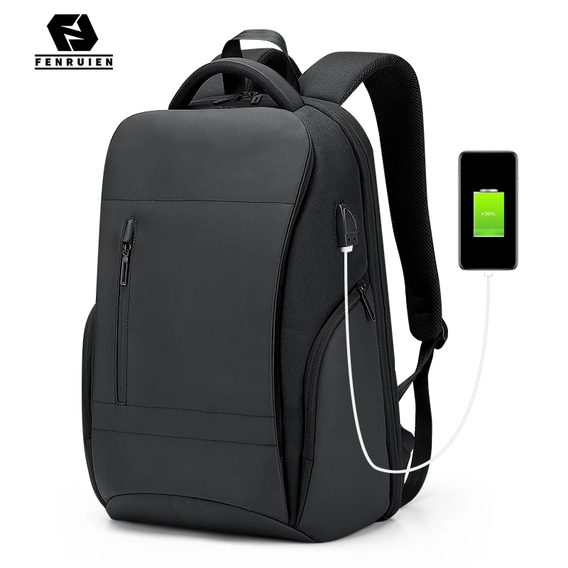 

Fenruien Brand Men Business Travel Backpack Large Capacity 15.6 Inch Laptop Backpacks USB Charging Waterproof Backpacking Bag