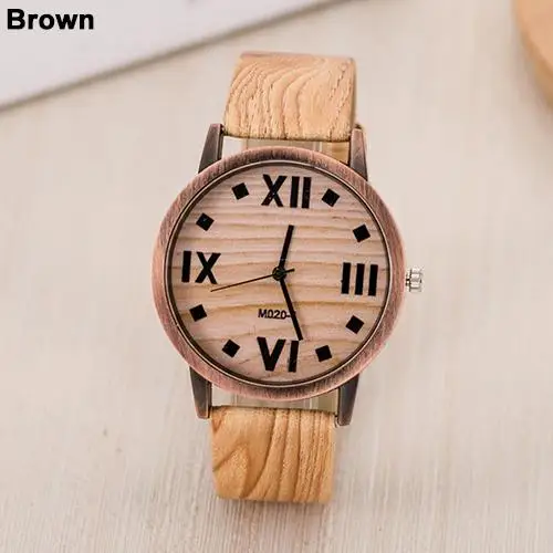 

Unisex Classic Wood Pattern Roman Number Quartz Watch Women Men Faux Leather Band Casual Quartz Watch montre homme часы мужские