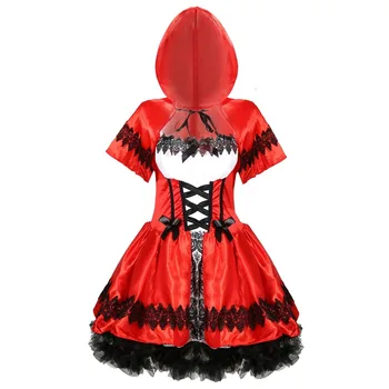 

JIMIKO Woman Sexy Cosplay Little Red Riding Hood Halloween Costume Shawl Dress Sexy Maid Little Red Riding Hood costume uniform