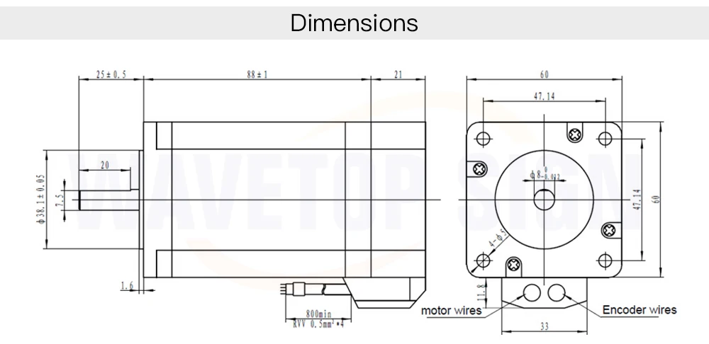 WaveTopSign NEMA 24 шаговый двигатель с замкнутой обратной связью двигатель 60HSE3N-D25 + Драйвер HSS60 + 2 м сигнальный кабель Torqure 3.0N.M