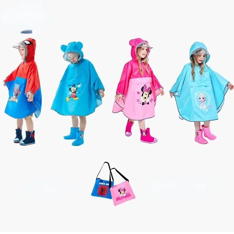 Frozen Rain Poncho Anna Elsa Poncho Kids Raincoat Outdoor Children Girls Cartoon Mickey Rain Rainproof Boys Child Rainsuit