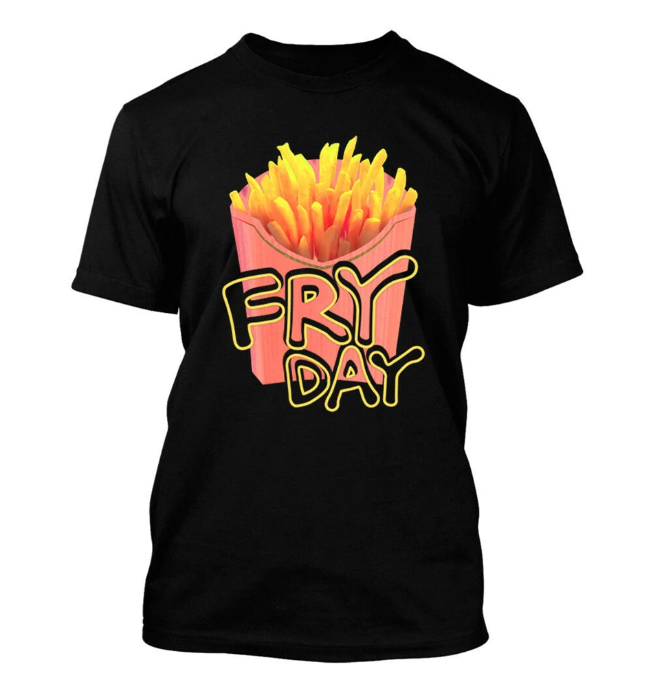 Fry Day #338 - Men'S T-Shirt Funny Humor Comedy French Black Fries Tgif Friday Plus Size Clothing Tee Shirt | Мужская одежда