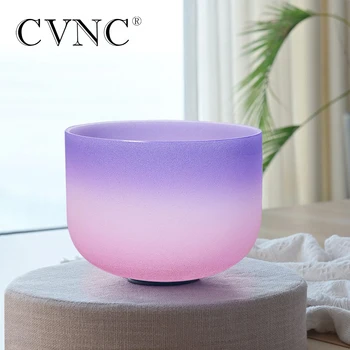 CVNC 8 Inch Candy Colored Chakra Quartz Crystal Singing Bowl for Spiritual Meditation Mind Focus with Free Rubber Mallet