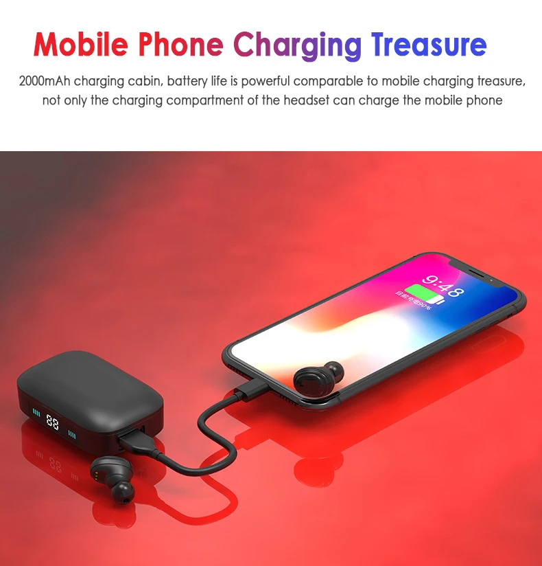 Mr H01 Bluetooth 5,0 наушники TWS настоящие беспроводные Bluetooth наушники 9D стерео музыкальные наушники сенсорное управление 2000 мАч светодиодный дисплей