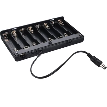 

12V 8 Slots AA Battery Holder Connecter Storage Case Box with ON/OFF Switch Lead Wire for DIY Standard Batteries Boxes