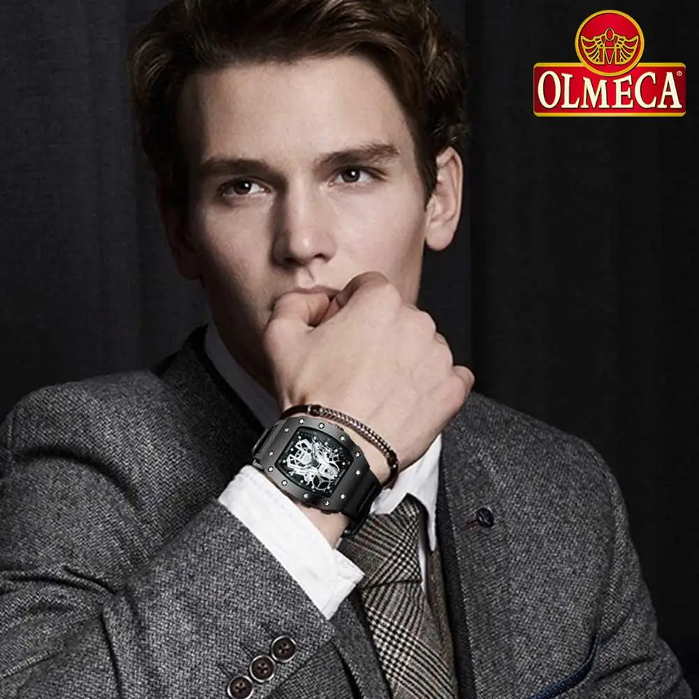 Relogio Masculino OLMECA Мужские кварцевые наручные часы брендовые роскошные квадратные деловые мужские часы подарок для мужчин водонепроницаемые повседневные часы 0905