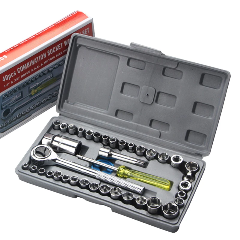 40pcs/Set Wrench Socket Set Emergencytool Car Sleeve Combination Car Screw Removal Installation Tool Auto Motorcycle Repair 40pcs/Set Wrench Socket Set Emergencytool Car Sleeve Combination Car Screw Removal Installation Tool Auto Motorcycle Repair