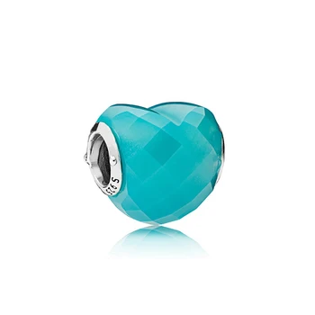 

100% 925 Sterling Silver 1:1 796563NSC BLUE SHAPE OF LOVE CHARM Charm Beaded Fashion Jewelry