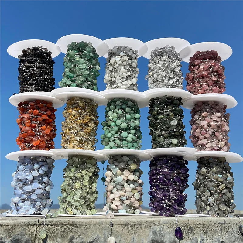 Natural Stone Beads Tainless Steel Quartz Gem DIY Charms For Jewelry Making Necklace Bracelet Handmade Accessories Gifts