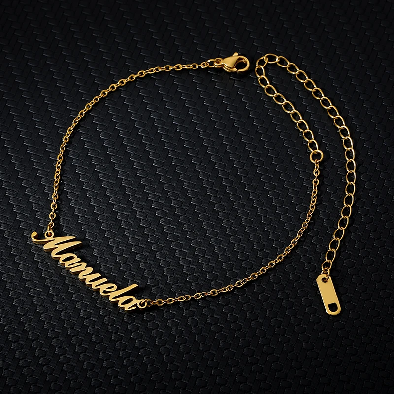 Cavigliera Personalizzabile MeMeDIY In Acciaio Inox Con Nome, Regolabile, Placcata Oro, Per Donna, Regalo Per Fidanzata, Mamma, Amica