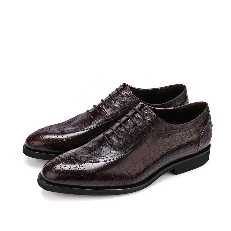

Leather Shoes Men's Genuine Leather First Layer Men's Formal Wear Ostrich Genuine Leather Business Shoes Men's Snakeskin Europe
