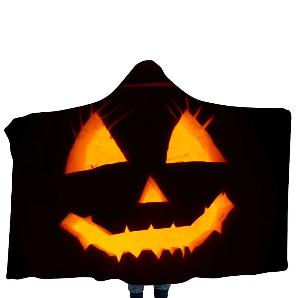 Хэллоуин с капюшоном одеяло Детский капюшон шаль тыквенный узор одежда шапка домашнее украшение одеяло детское одеяло плащ с капюшоном