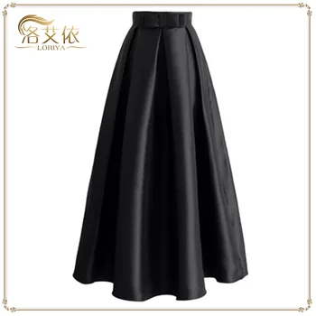 

WEPBEL High Waist Solid Color New Muslim Skirt Ankel Length Ruffles Sashes Spring Summer 5 Color Plus Size Skirt