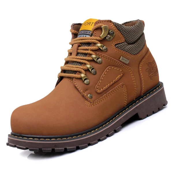 Light Brown Модные мужские ботинки на шнуровке; Прочные мужские ботильоны из нубука на резиновой подошве; цвет коричневый, желтый; европейские размеры 38-44 - Цвет: Light Brown