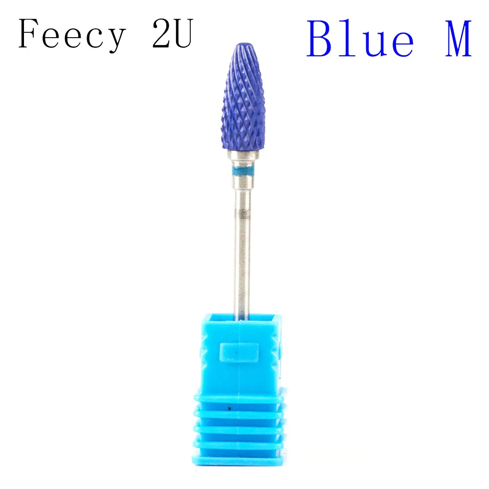 Feecy 2U Blue M Фрезер для маникюра ногтей-дюймовые сверла для сверления, электрическая дрель для маникюра машина керамическая фреза фрезы педикюр бит аксессуары для ногтей - Цвет: Feecy 2U Blue M