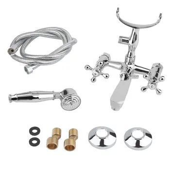 

Bathroom handheld shower head faucet mixer, Wall mounted waterfall shower faucet set, Copper bathtub water tap chrome plated