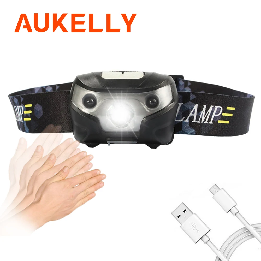 

Aukelly Mini Rechargeable LED Headlamp 4000Lm Body Motion Sensor Headlight Camping Flashlight Induction Head Light Torch Lamp