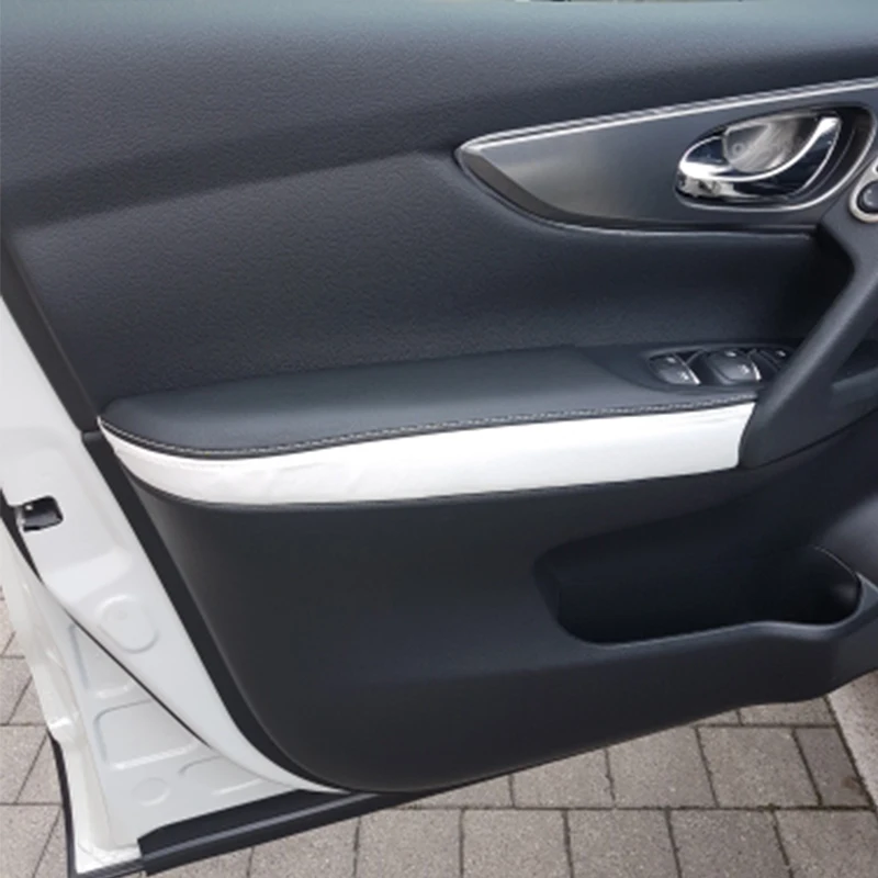 Для Nissan Qashqai J11 2016 2017 2018 4 шт. черные и белые кожаные сращивания с белой линией двери