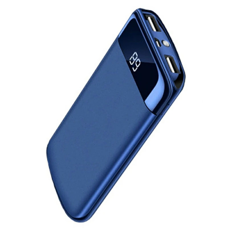 Для Xiaomi Mi iphone 7 8 XR 11 30000 мАч Внешний аккумулятор внешний аккумулятор 2 USB светодиодный внешний аккумулятор портативное зарядное устройство для мобильного телефона - Цвет: Синий