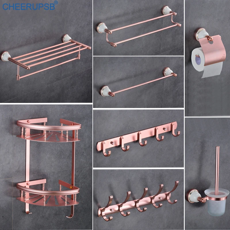 Набор алюминиевых аксессуаров для ванной комнаты Розовый Держатель банных