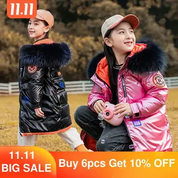 

Girls winter jacket 2020 New Kids Clothes Children Snowsuit parka Hooded Shiny Outerwear Teenage Clothes Girl Down Coat 5-12Year